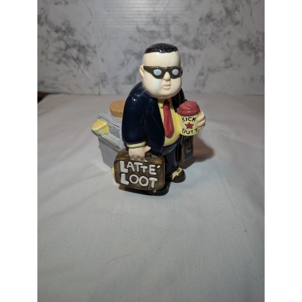 Vintage 2003 "Latte Loot" Ceramic Bank Boston Warehouse Trading 7"x5"